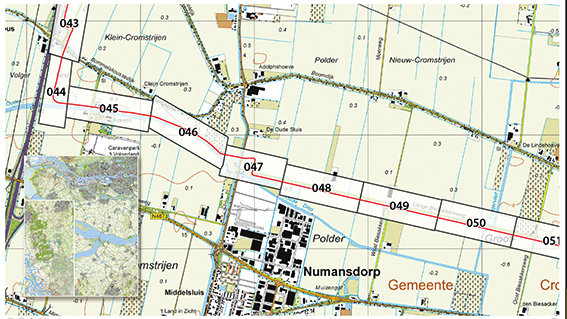 Pijpleiding in Topografische kaart kaarten bouw techniek