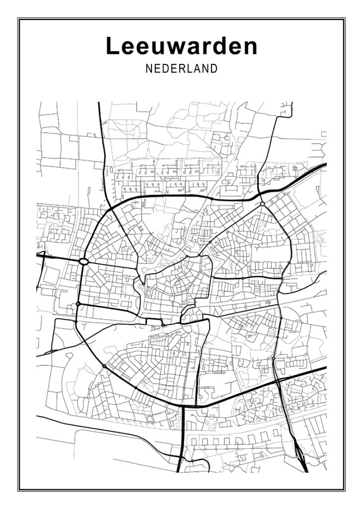 decoratieve stedenkaart leeuwarden