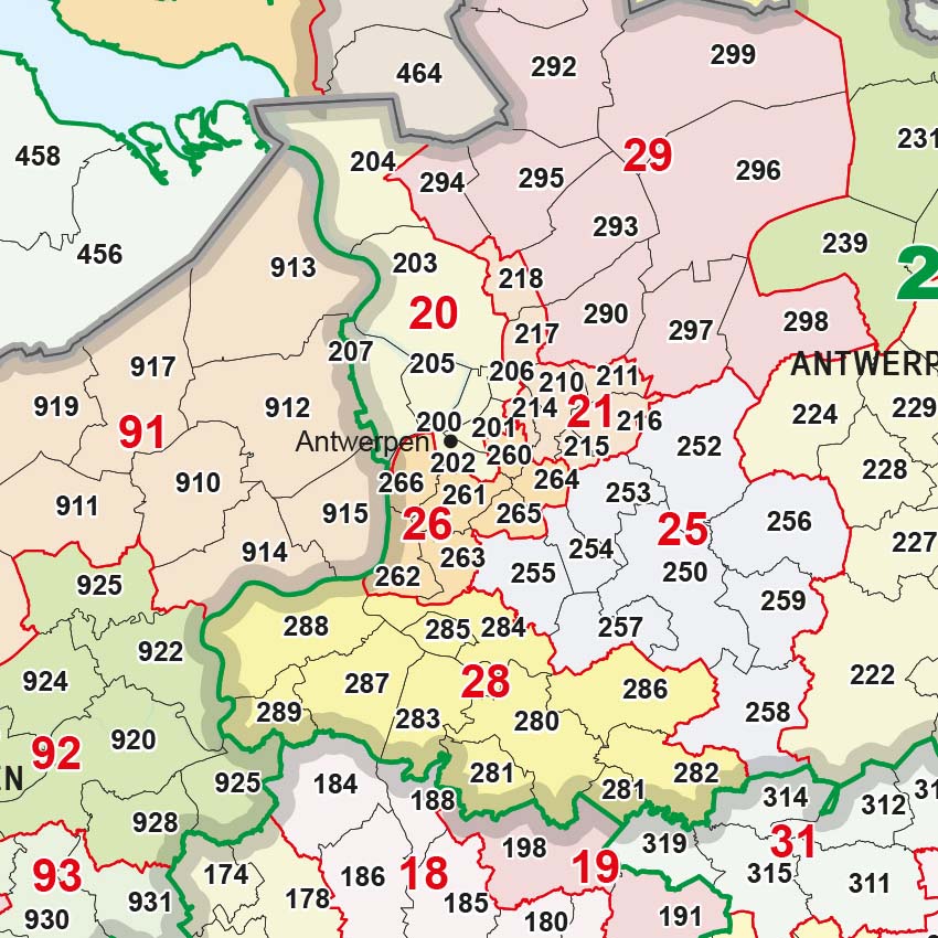 Postcodekaart BLX + Duitsland postcode kaart benelux duitsland